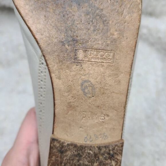 Gucci Vintage Two Tone Square Cap Toe Leather Flats Size 36.5 - Picture 7 of 11